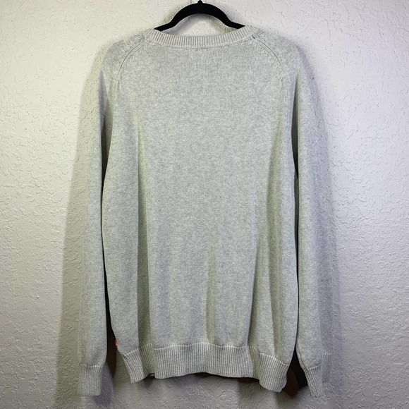 IZOD Sweater Light Grey Cotton Cable Knit Preppy Irish Ski Crew Neck- NWT - Picture 10 of 13